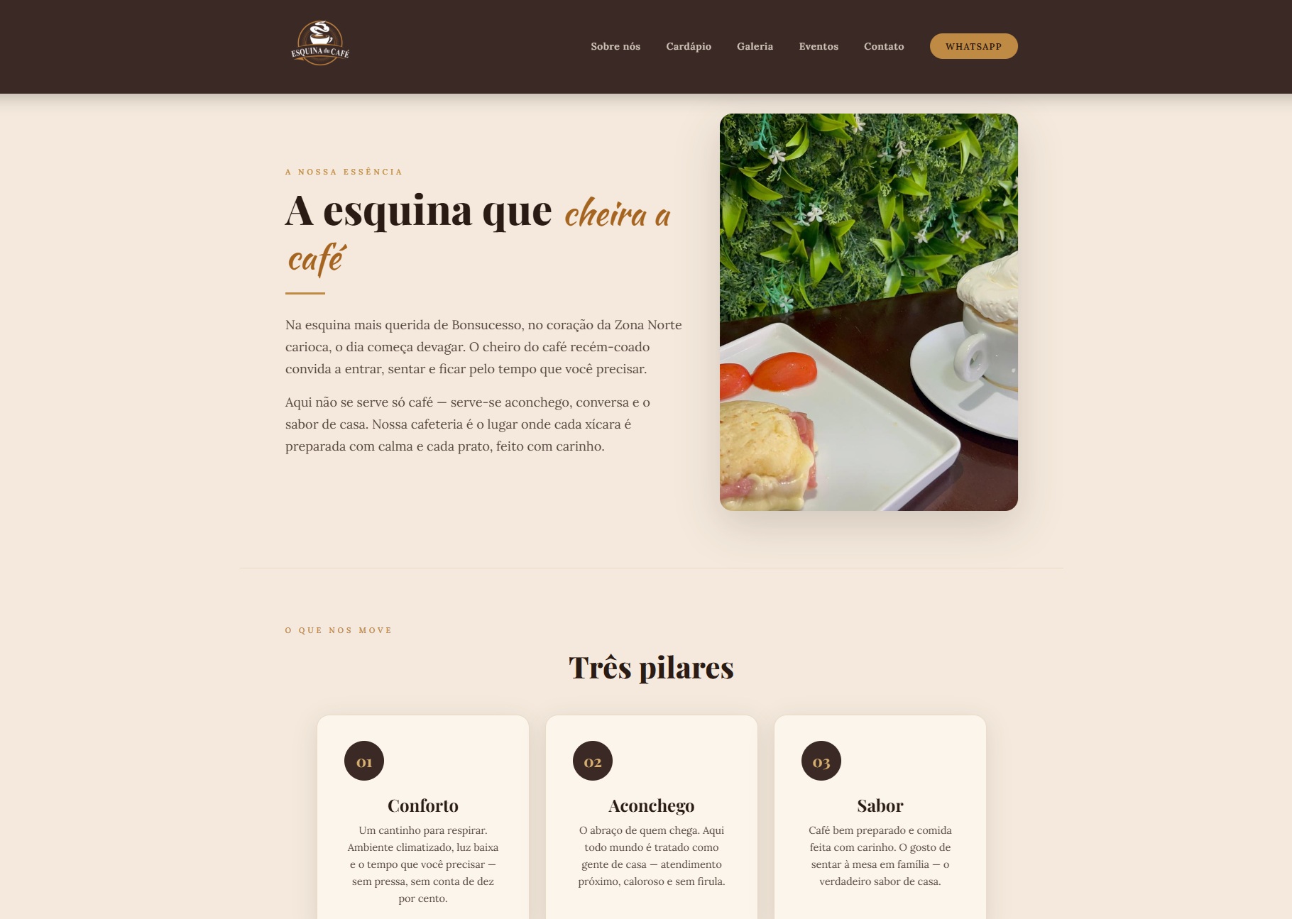 Site institucional da Esquina Du Café, cafeteria em Bonsucesso, Rio de Janeiro